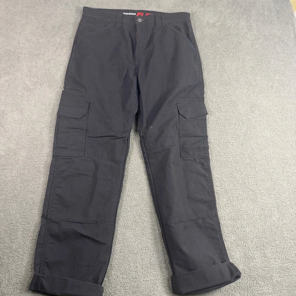 Dickies Flex Relaxed Fit Cargo Pants Black Mens WP702BK Workwear Utility Trouser